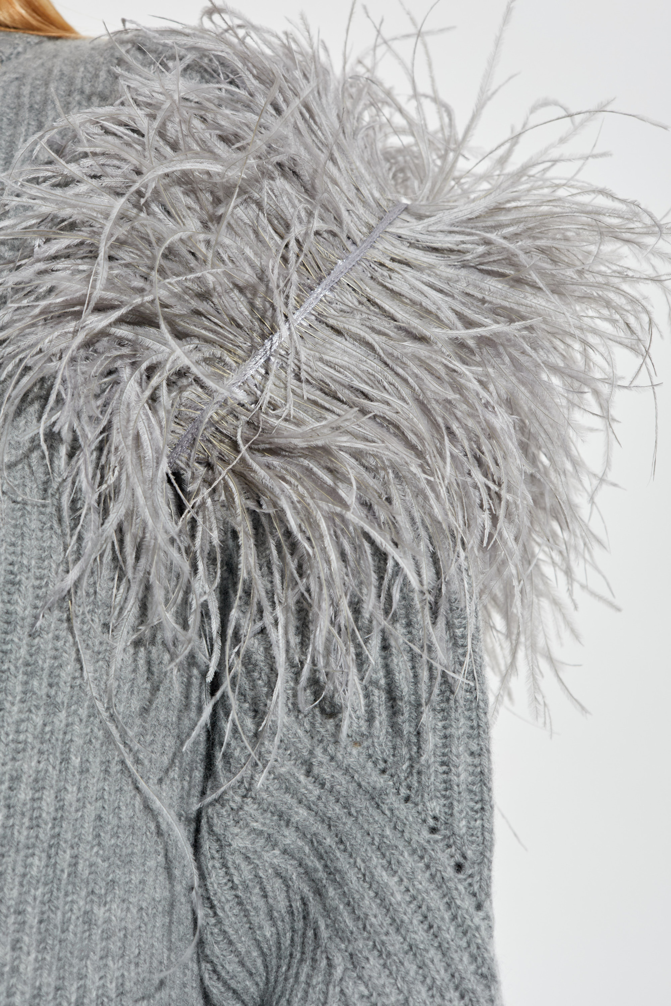 Grey Sweater with ostrich feathers Blumarine - Vitkac AS